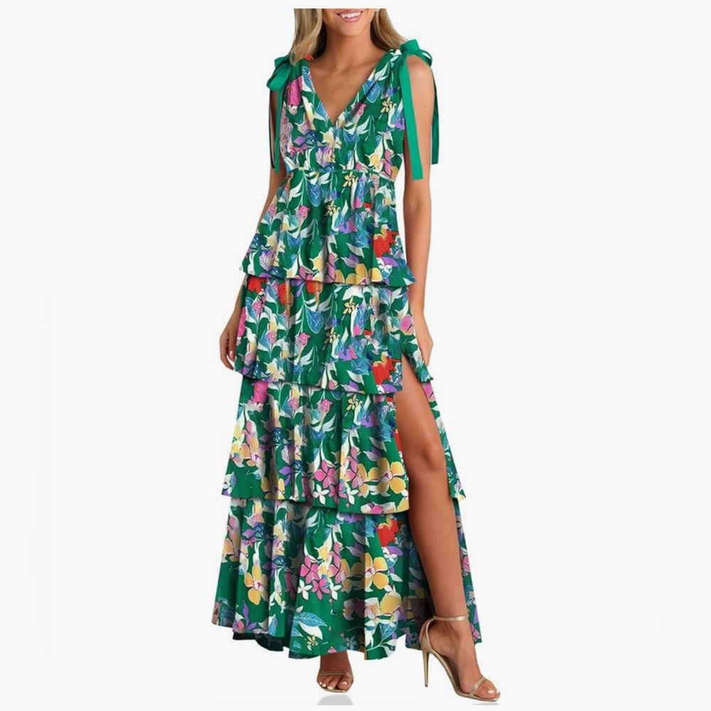 Amazon Green Floral Maxi Dress